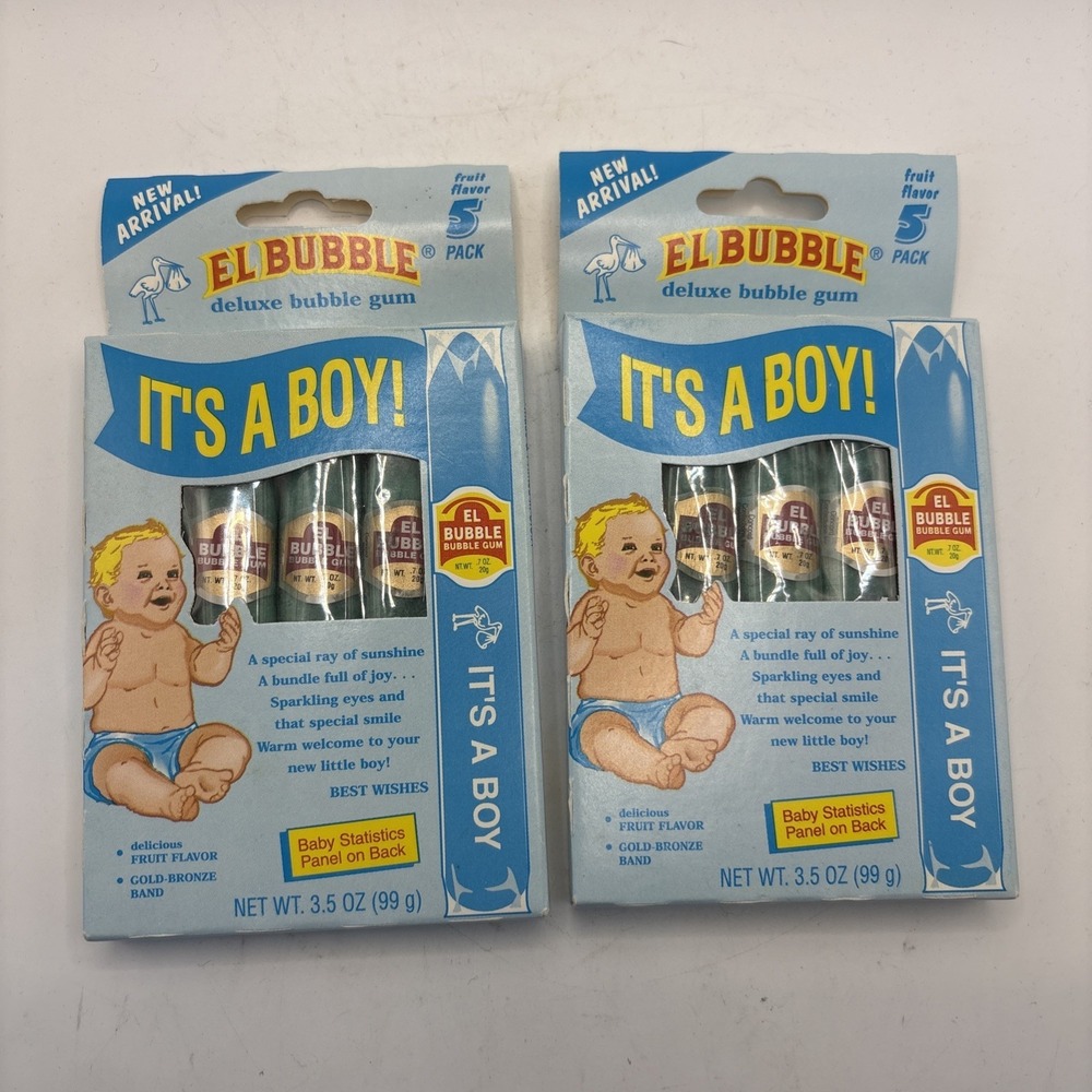EL Bubble It's a Boy! Blue Gum Gender Reveal Birth Announcement 2 Packs 10 Total